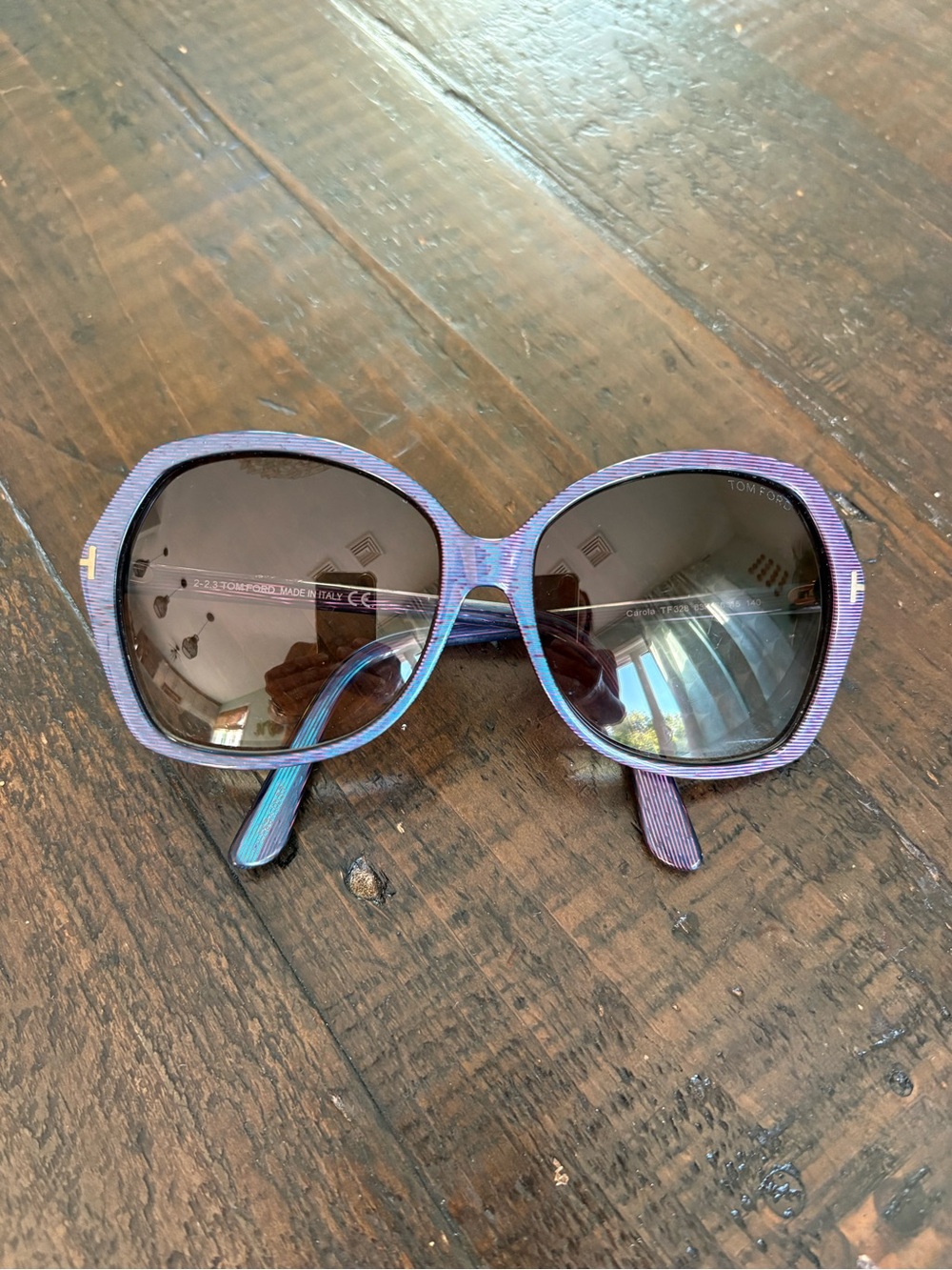 Tom Ford Iridescent Purple-Blue Gradient Oversized Women's Sunglasses